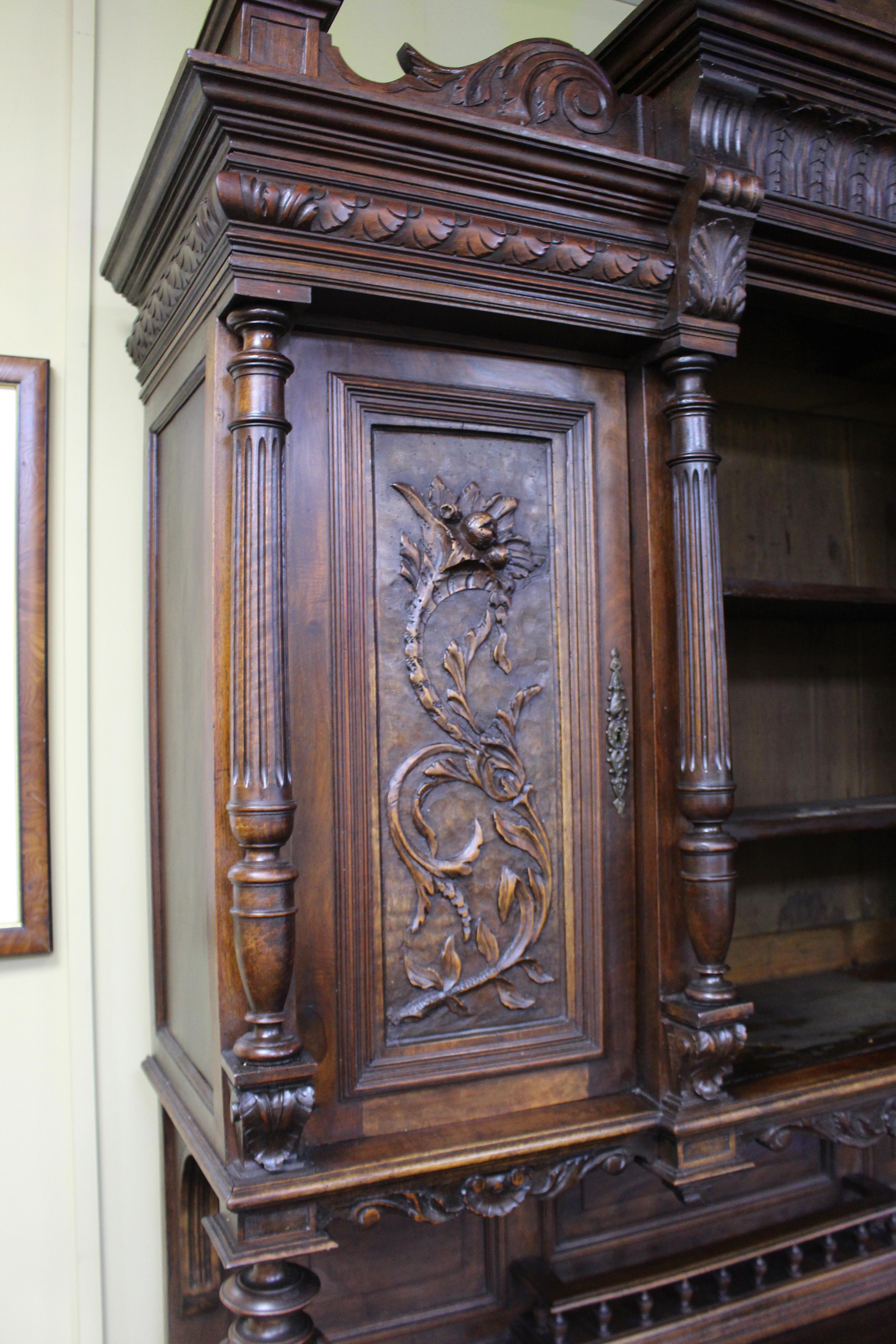 Antique French Carved Walnut Cabinet c.1900 5