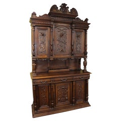 Antique French Carved Walnut Cabinet c.1900