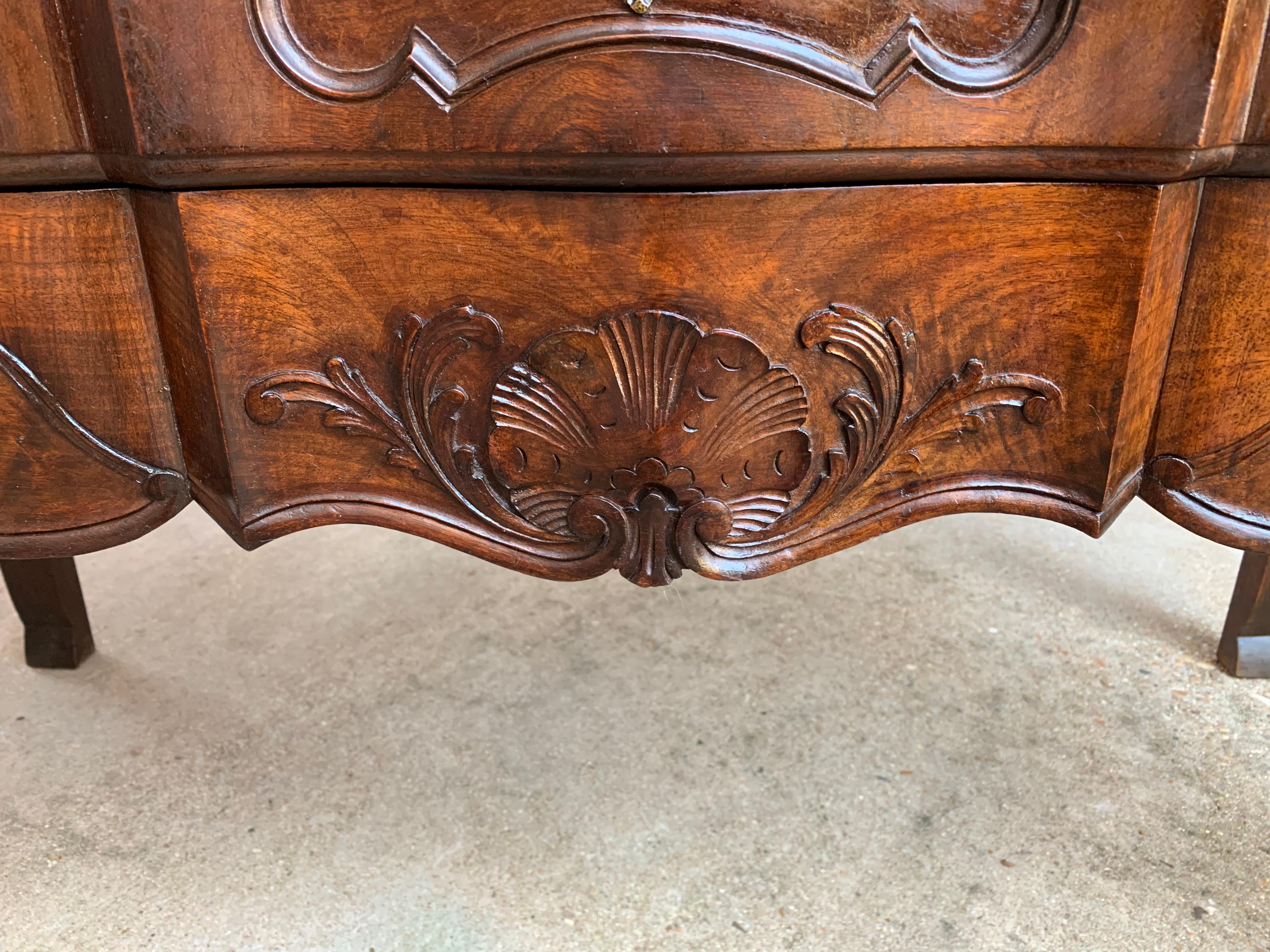 Antique French Carved Walnut Commode Chest of Drawers Sideboard Louis XV Style 8