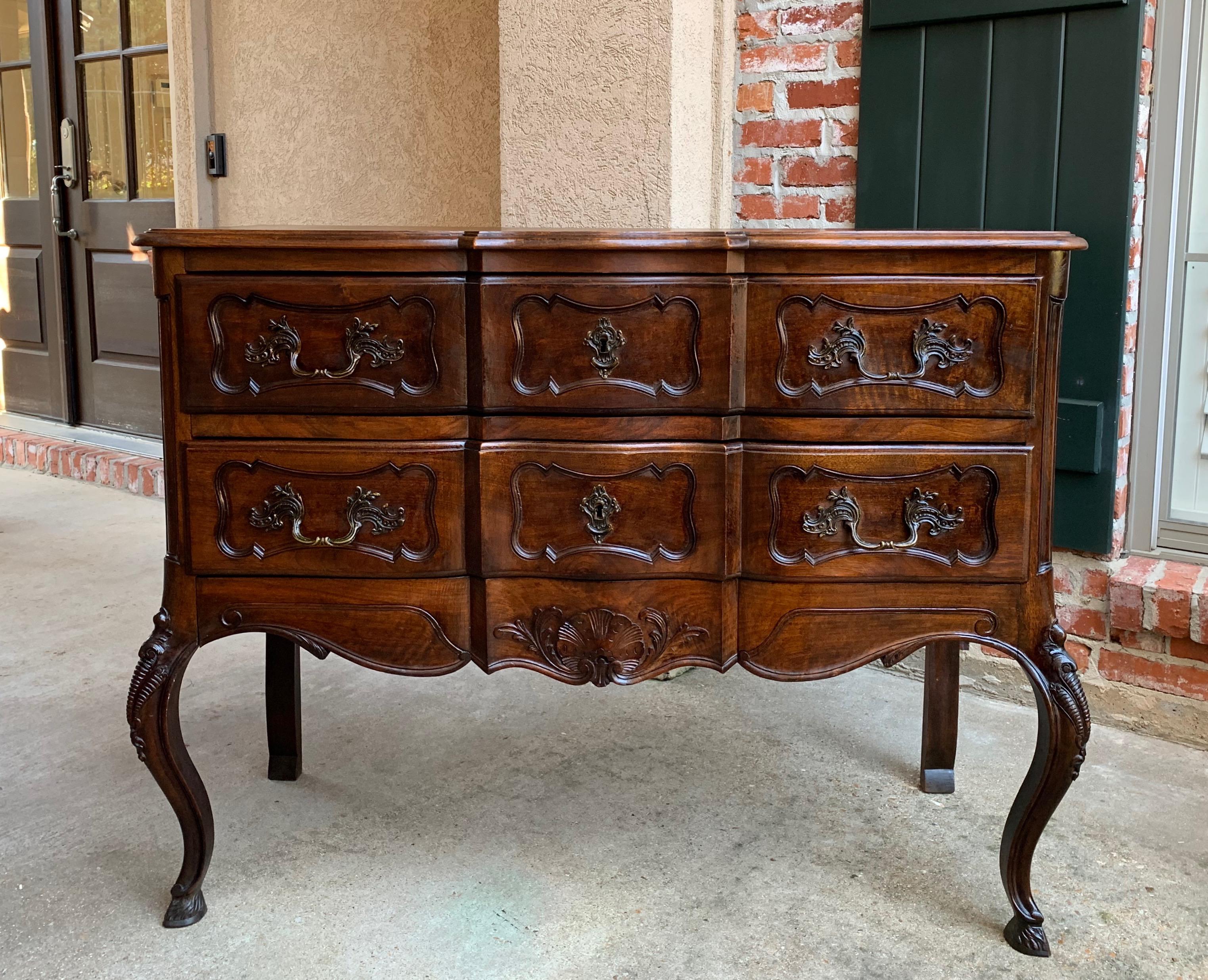 Antique French Carved Walnut Commode Chest of Drawers Sideboard Louis XV Style 10