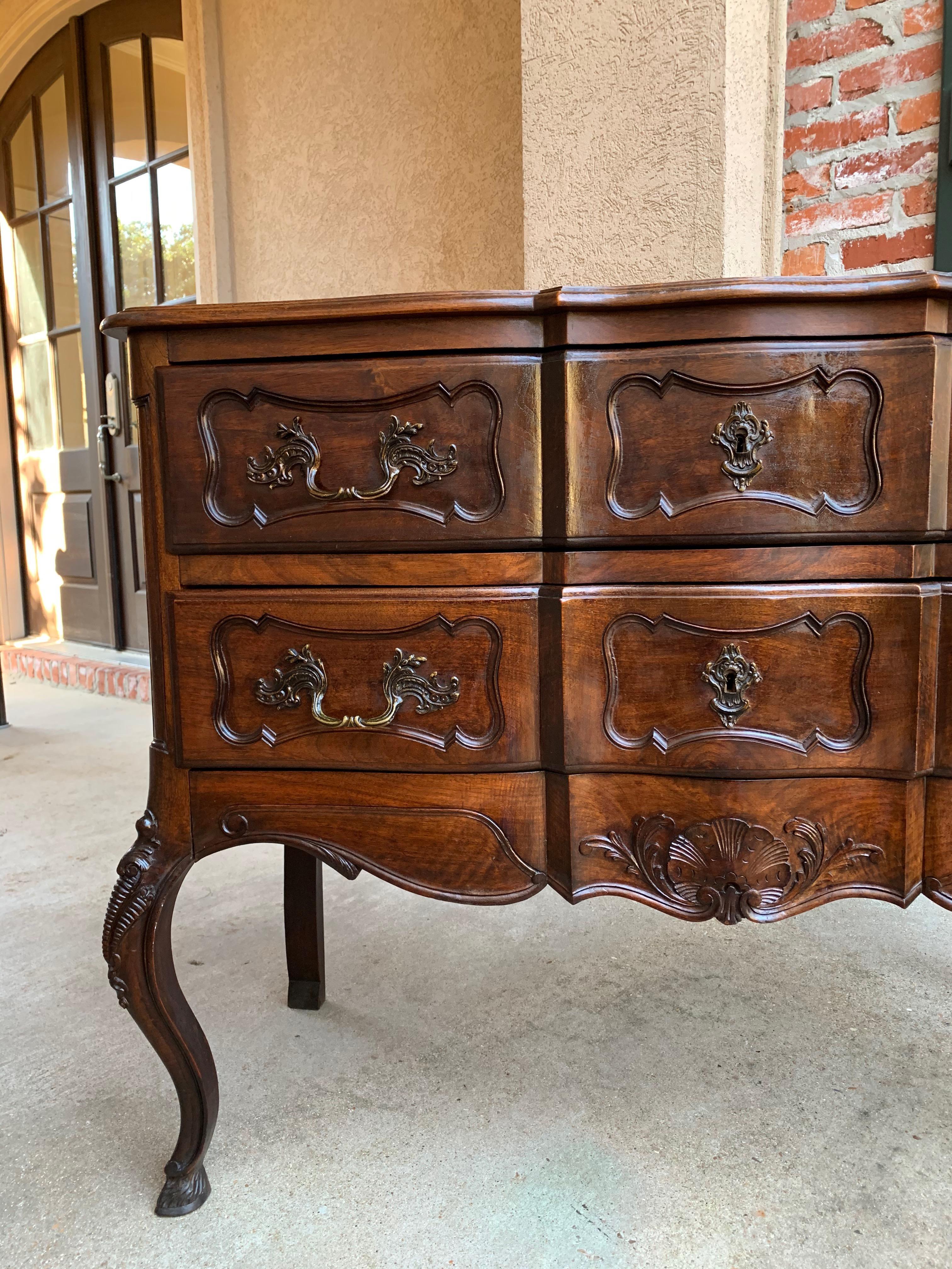 Antique French Carved Walnut Commode Chest of Drawers Sideboard Louis XV Style 12