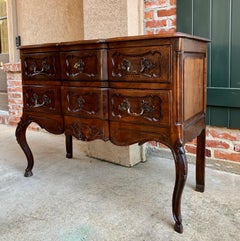 Antique French Carved Walnut Commode Chest of Drawers Sideboard Louis XV Style
