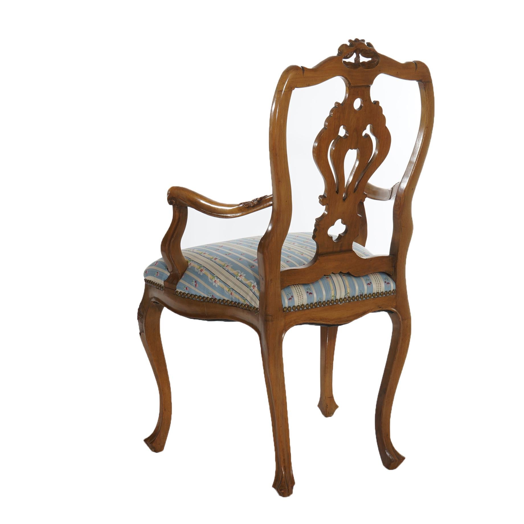 Antike Französisch geschnitzt Nussbaum Draw-Top-Ess-Set mit Tisch und acht Stühlen C1930 im Angebot 2