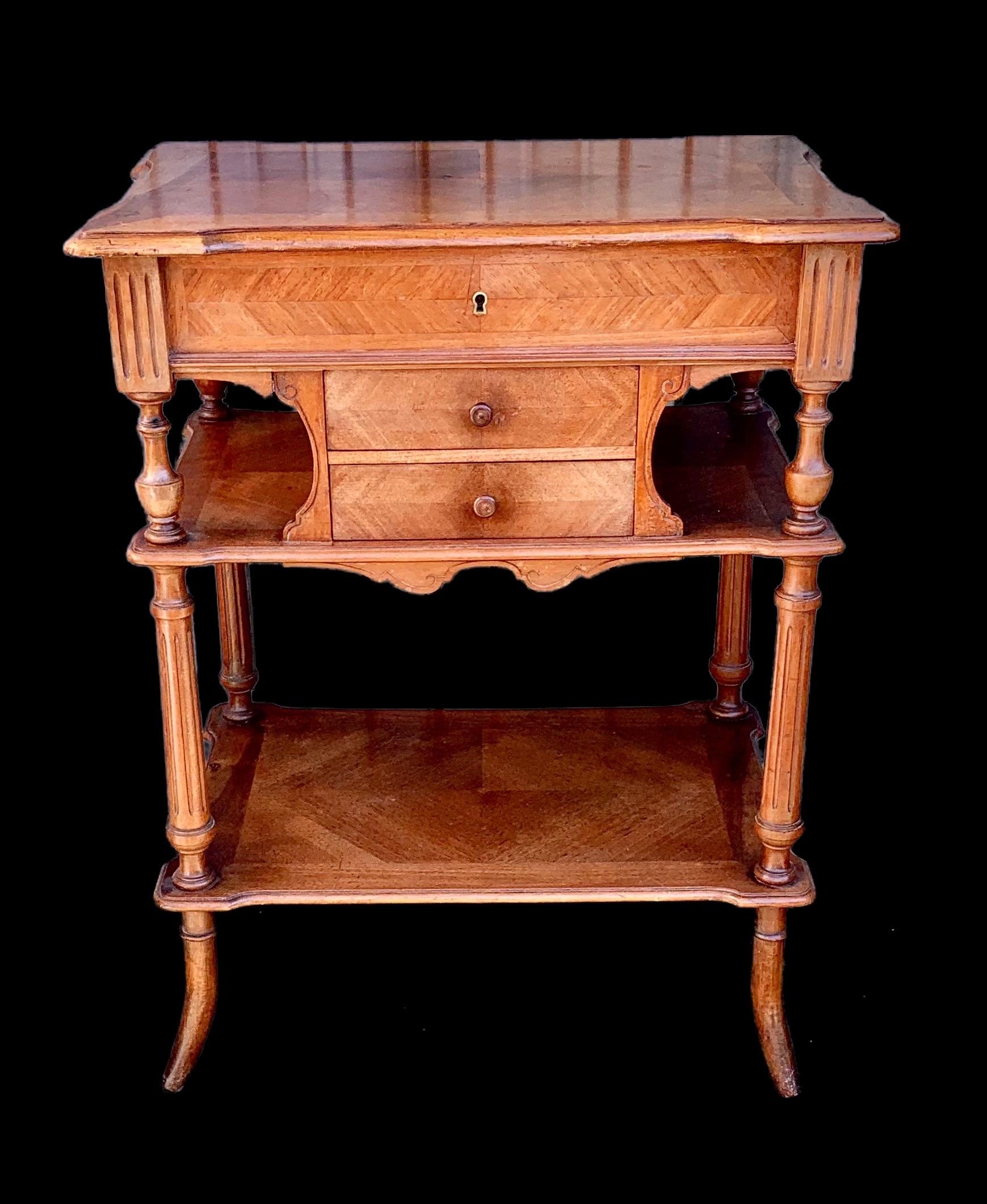 Antique French Carved Walnut Dressing/Sewing Table 9