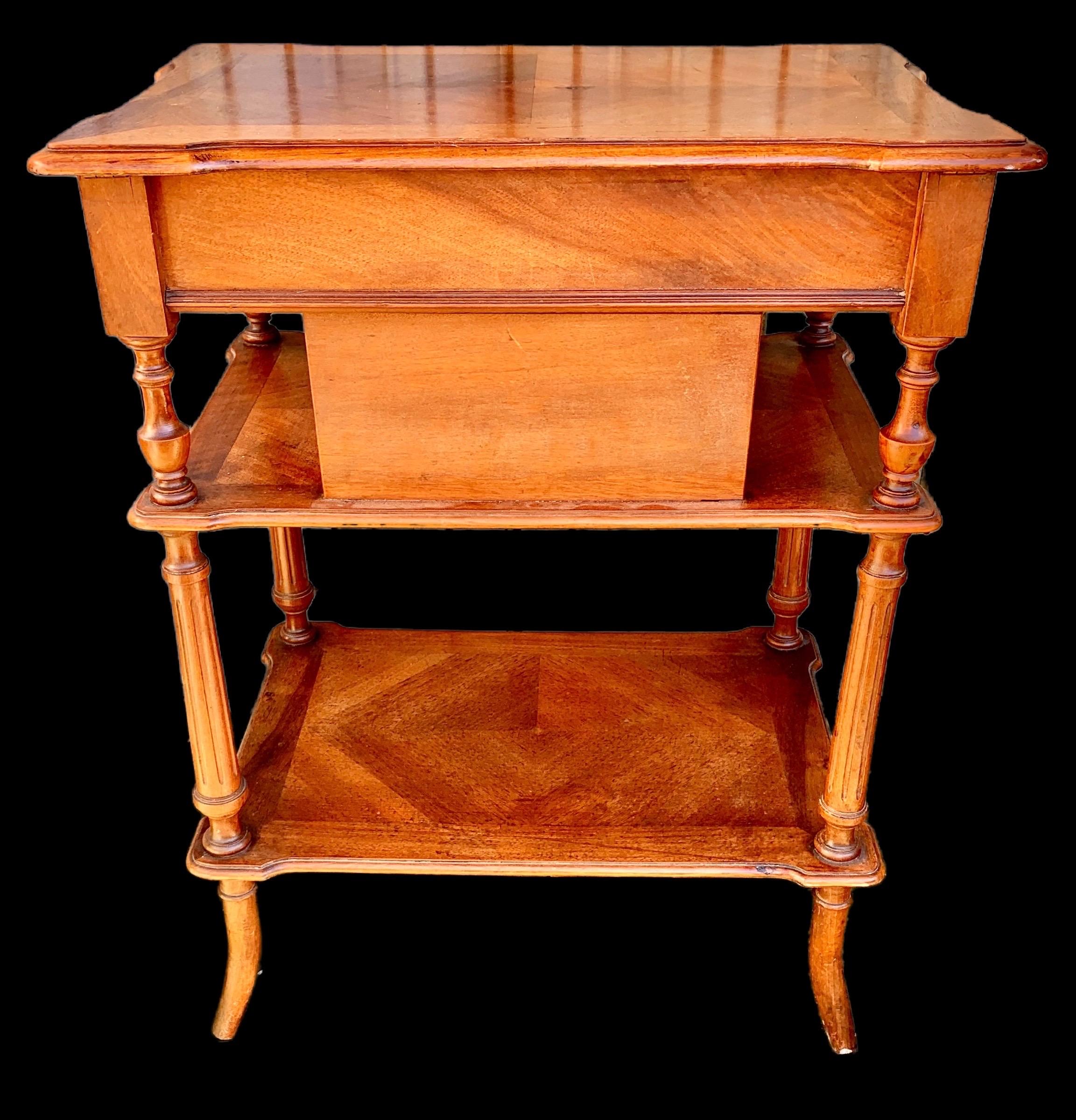 Antique French Carved Walnut Dressing/Sewing Table 11