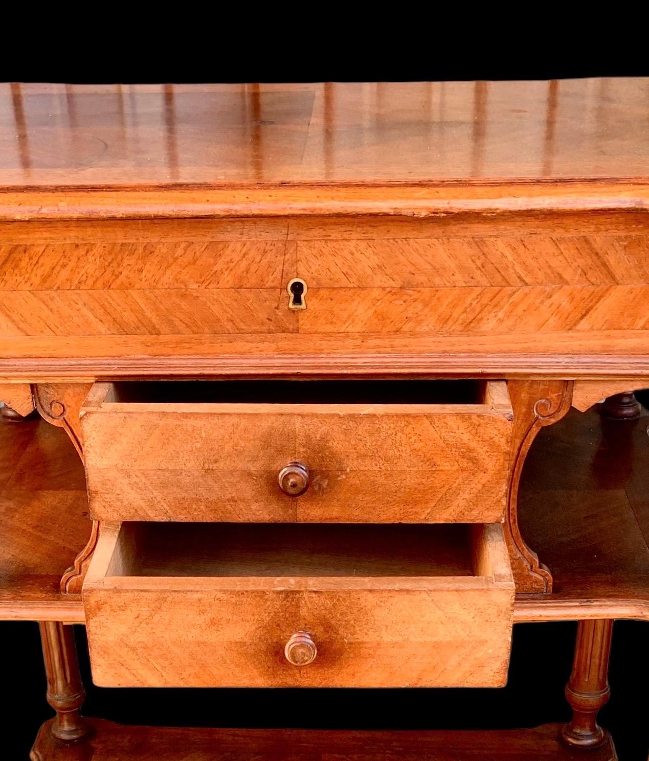 Antique French Carved Walnut Dressing/Sewing Table For Sale at 1stDibs