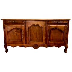 Antique French Carved Walnut Enfilade Sideboard, circa 1860-1880