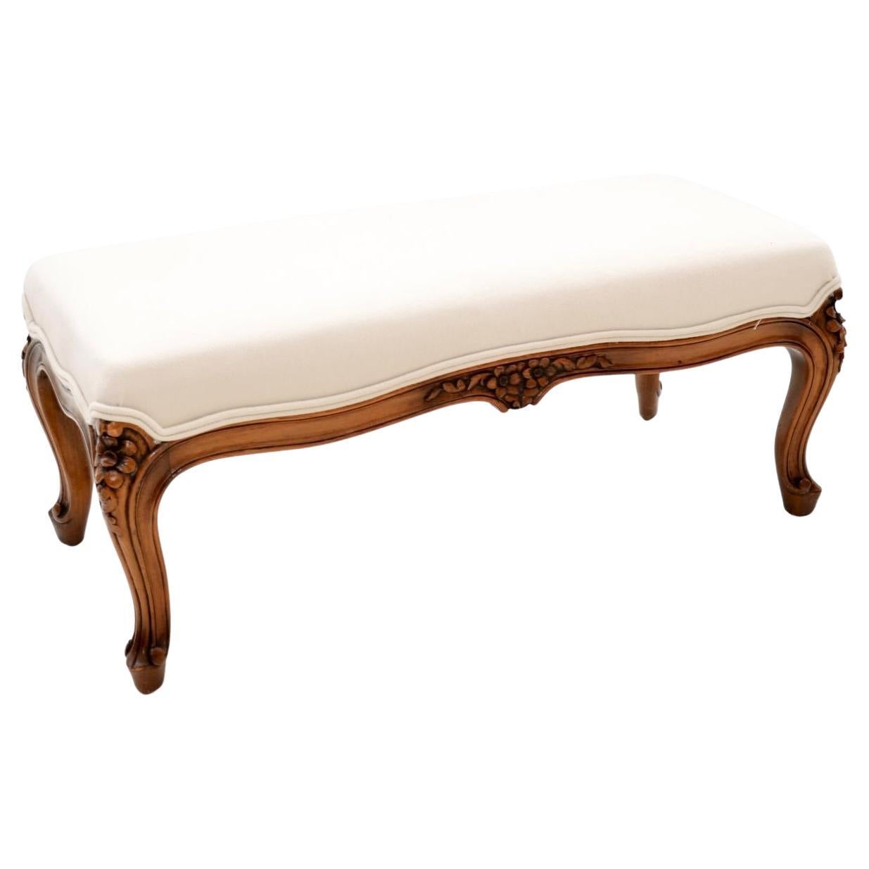 Antique French Carved Walnut Foot Stool For Sale