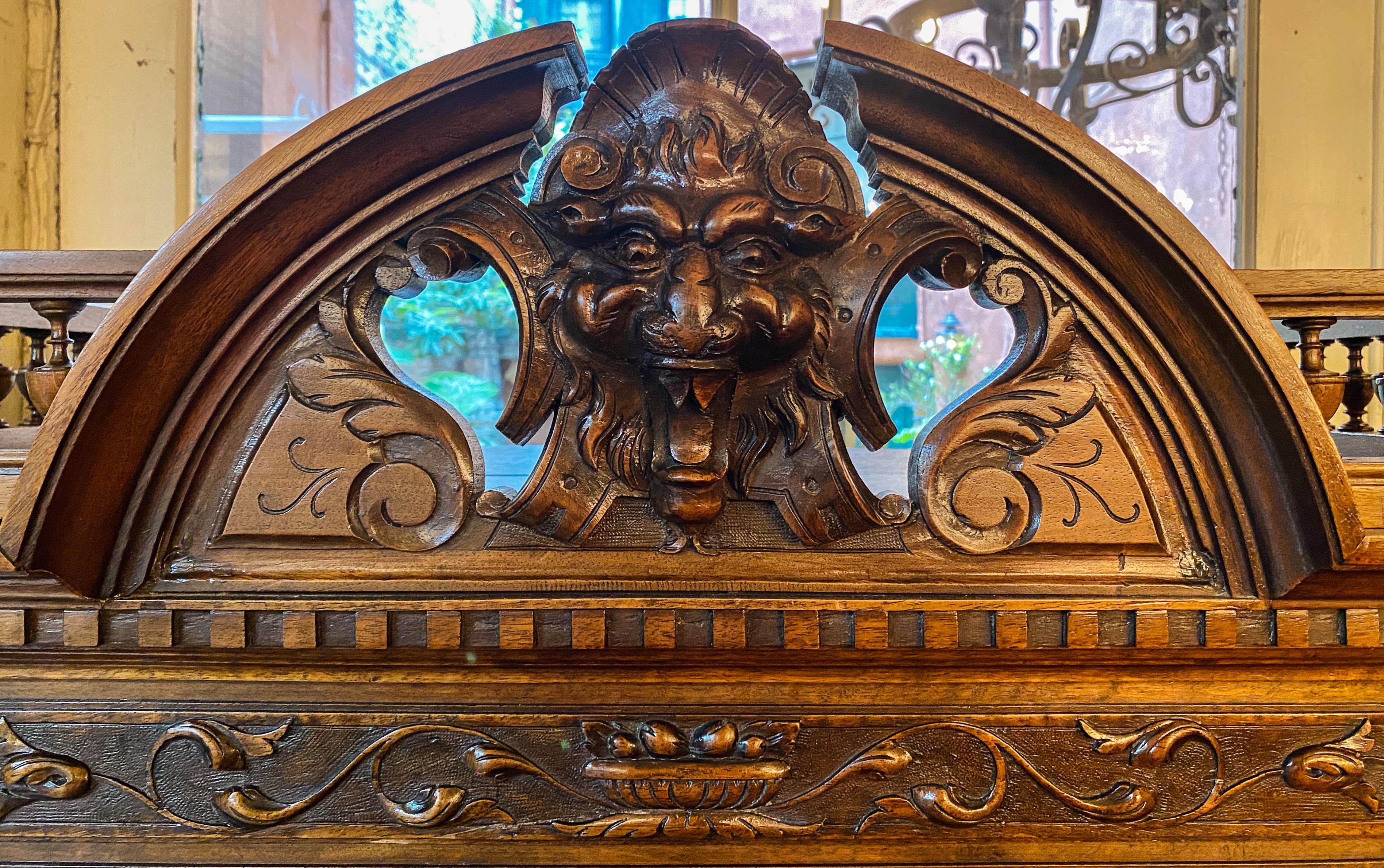 Hand-Carved Antique French Carved Walnut Francis the First Style Sideboard, circa 1880-1890