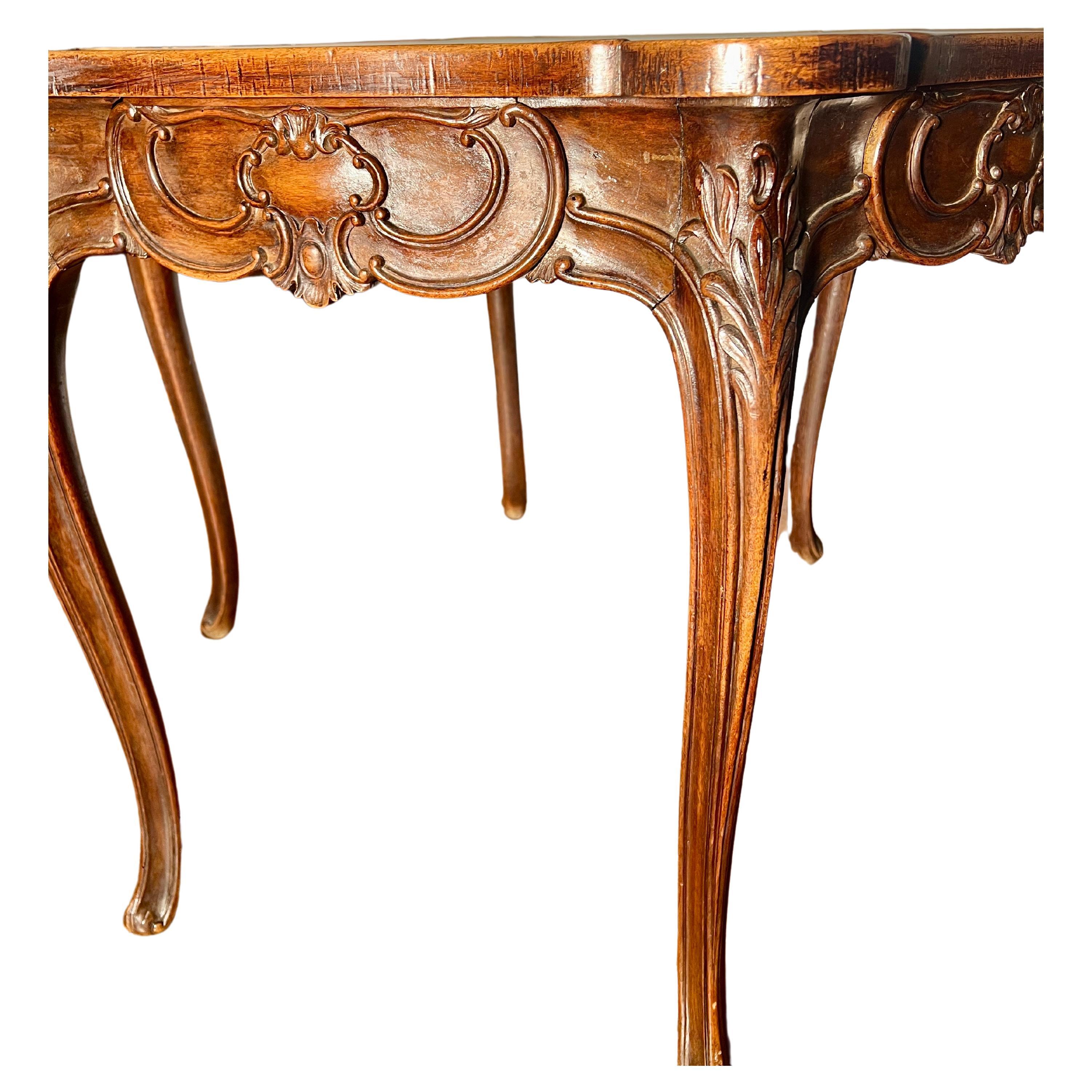 19th Century Antique French Carved Walnut Games Table, Circa 1885-1895. For Sale