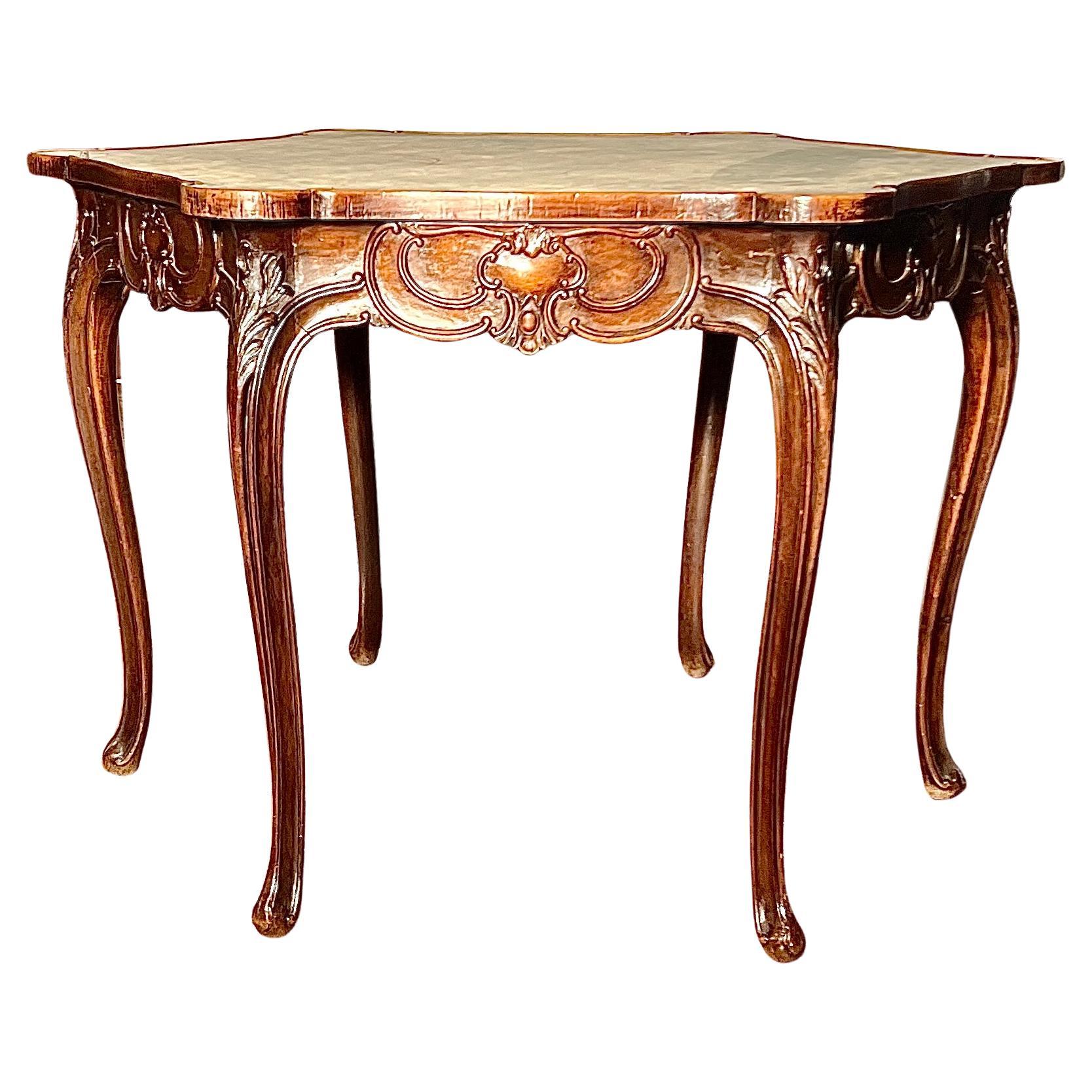 Antique French Carved Walnut Games Table, Circa 1885-1895. For Sale