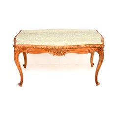 Antique French Carved Walnut Marble Top Coffee Table