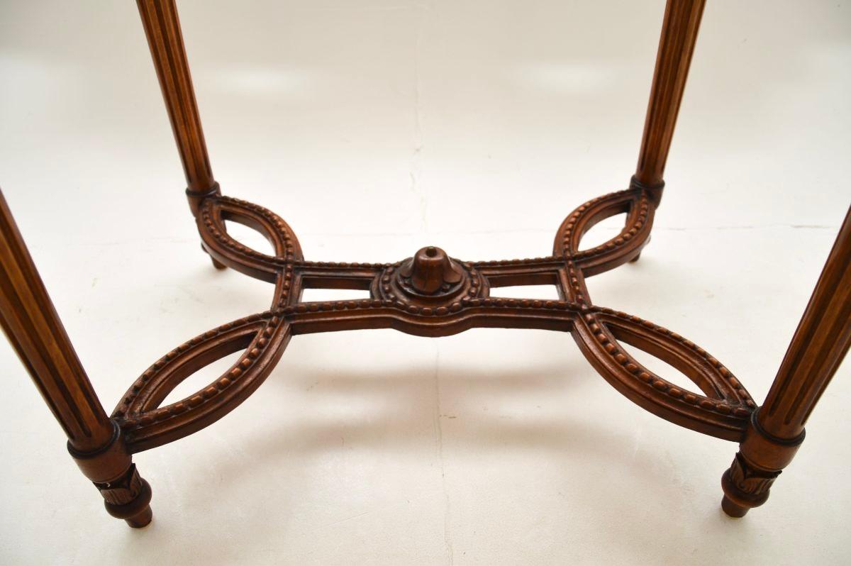 Antique French Carved Walnut Marble Top Occasional Table 1