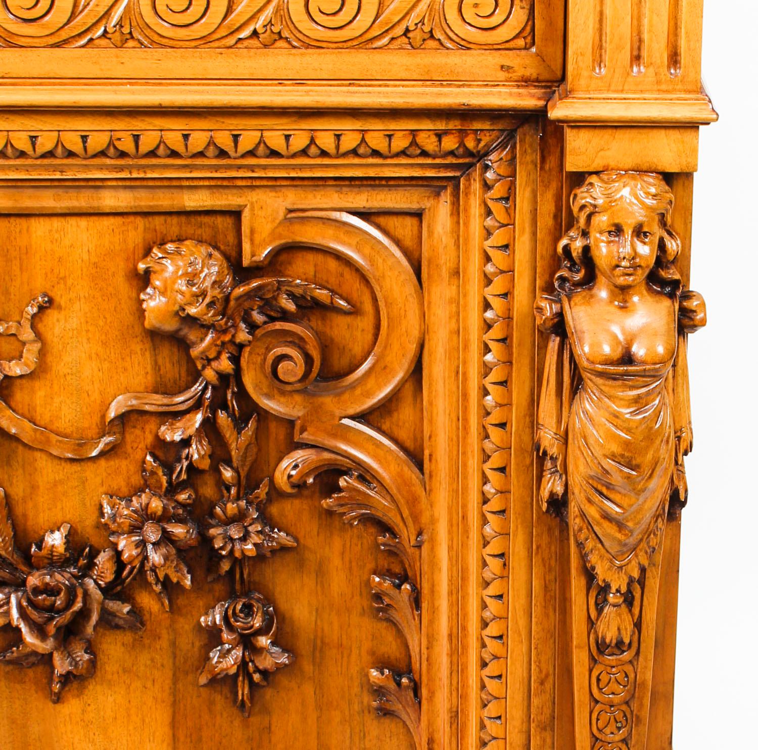 Antique French Carved Walnut Marble Topped Chiffonier, 19th Century 2