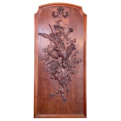 Antike französische geschnitzte „Nature Morte“-Tafel aus Nussbaumholz, um 1870-1880.