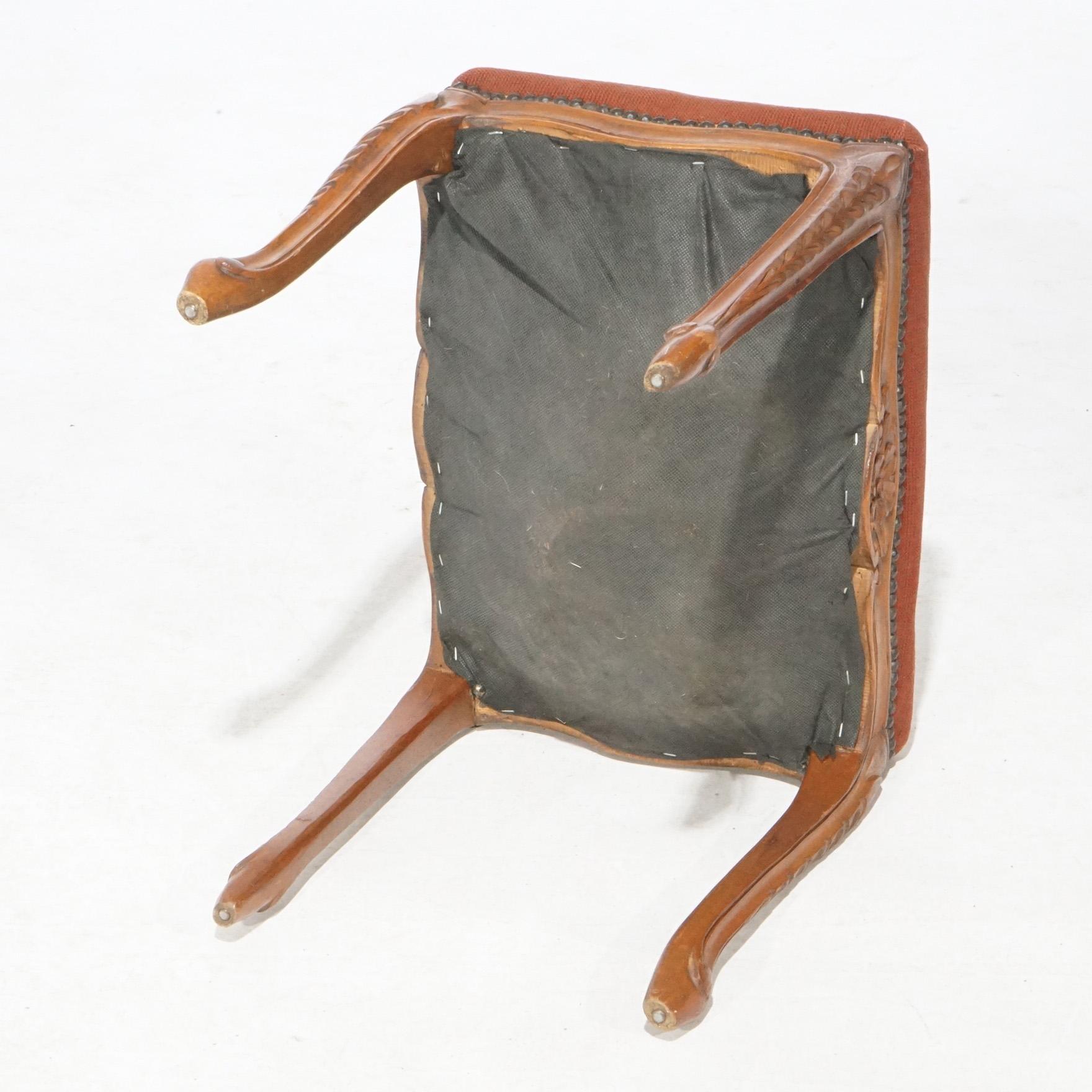 Antique French Carved Walnut & Needlepoint Bench, circa 1920 6