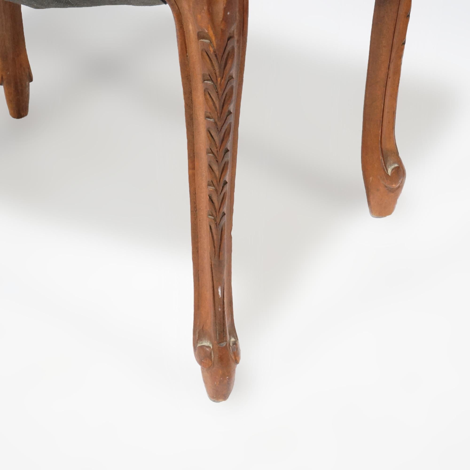 Antique French Carved Walnut & Needlepoint Bench, circa 1920 5