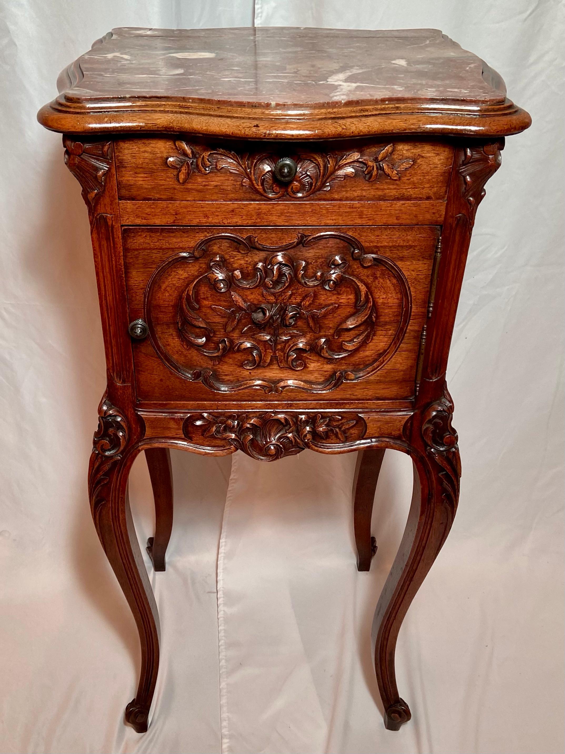 Antique French carved walnut occasional/night table, Circa 1890.