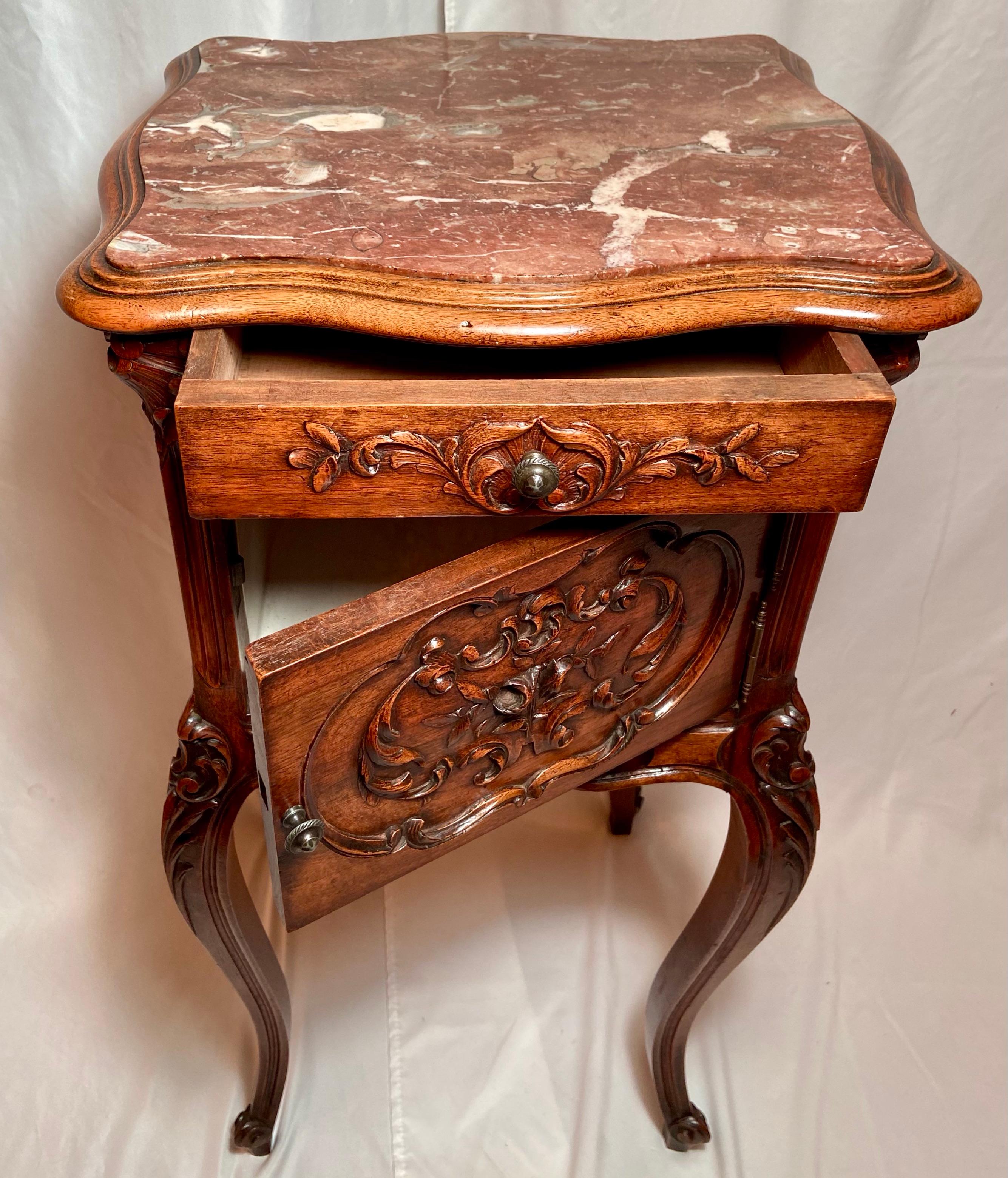 20th Century Antique French Carved Walnut Occasional/Night Table, Circa 1890