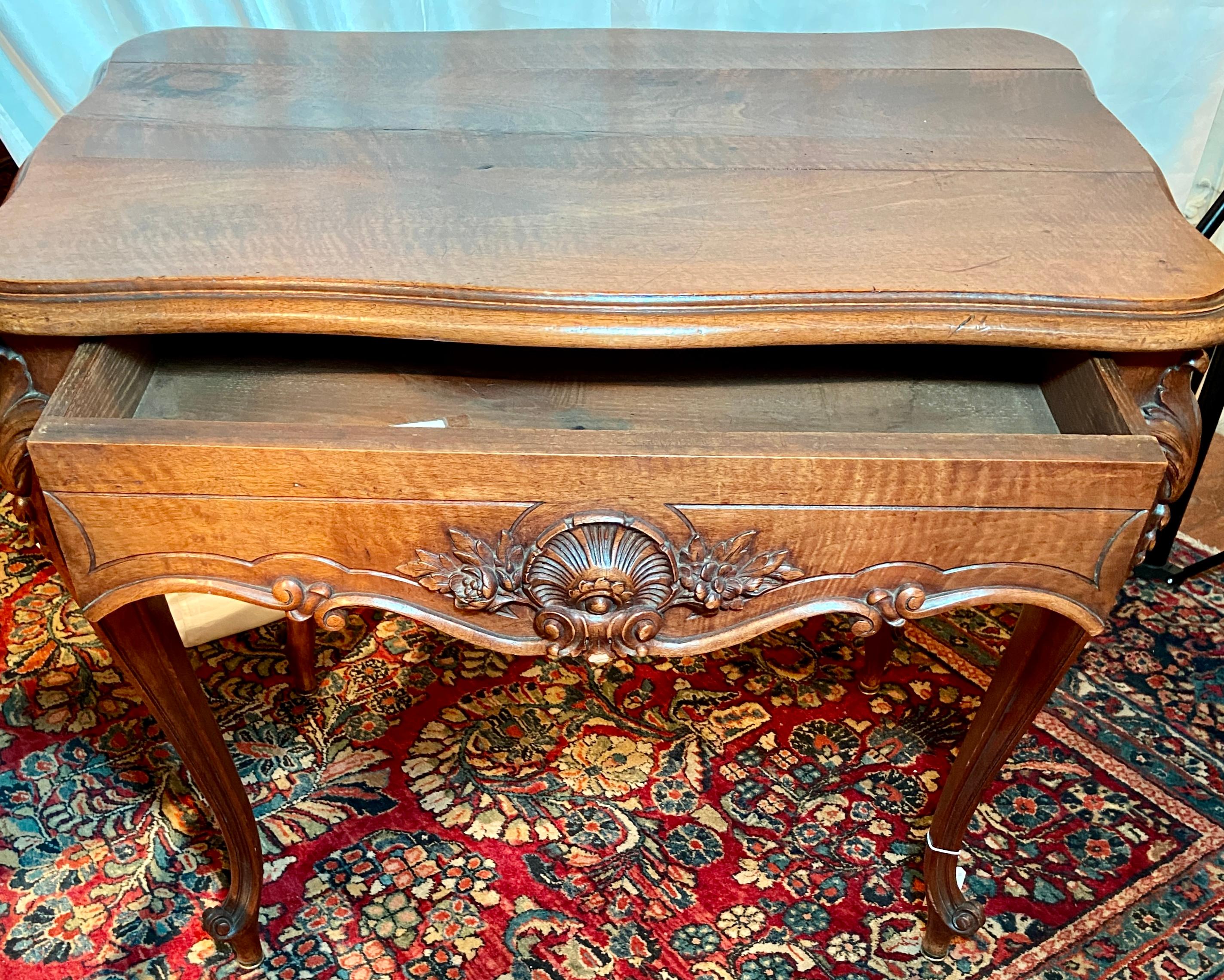 Antique French Carved Walnut Occasional Table, Circa 1860 For Sale 3