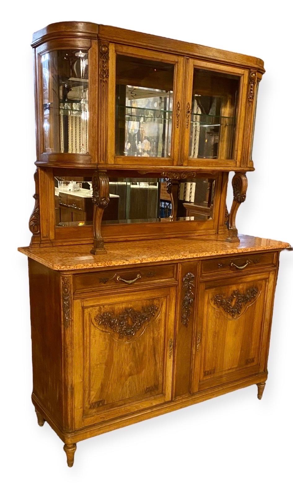 Beaux Arts Antique French Carved Walnut Pastry Cabinet  For Sale