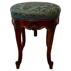 Antique French Carved Walnut Piano Stool, Circa 1875-1895.