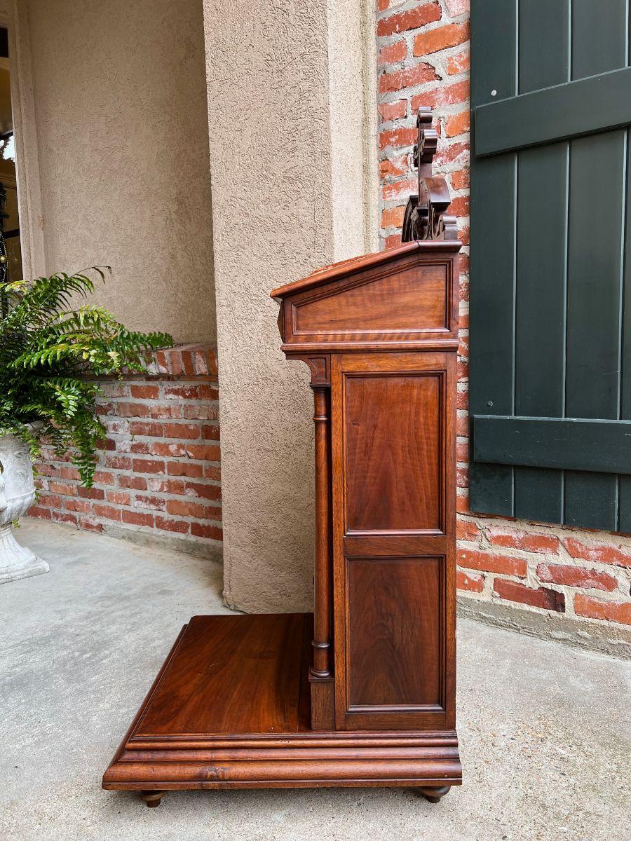 Antique French Carved Walnut Prayer Kneeler Prie Dieu Chapel Gothic Cabinet 11