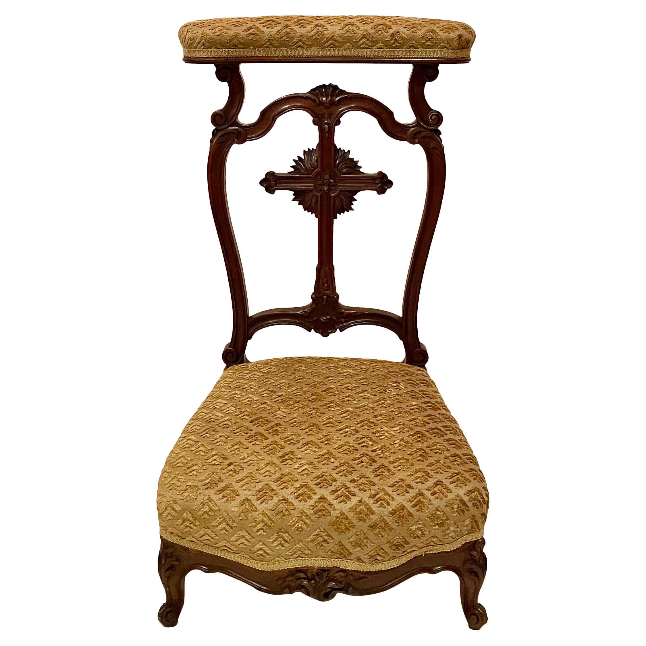 Antique French Carved Walnut "Prie Dieu" Prayer Chair, Circa 1880
s.