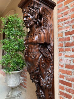 Antique French Carved Walnut Renaissance Corbel Stand Pedestal Architectural