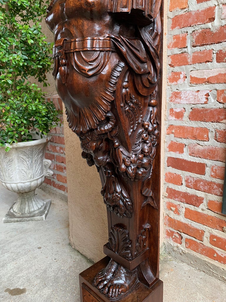 Antique French Carved Walnut Renaissance Corbel Stand Pedestal ...