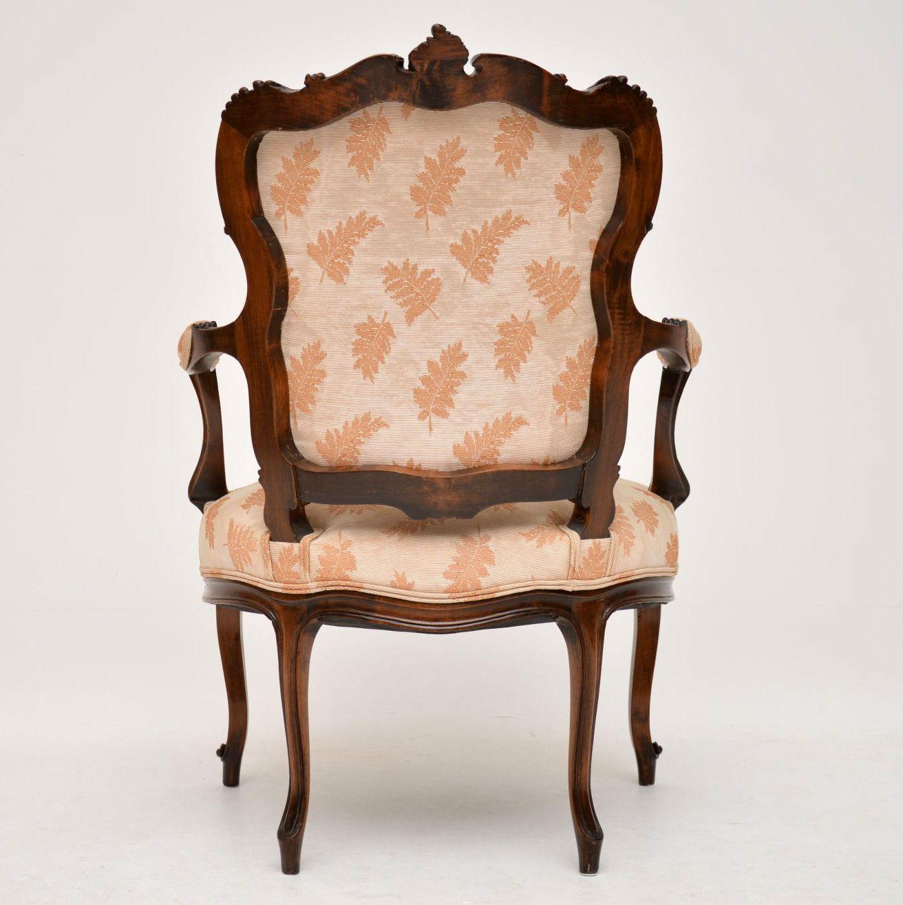 Antique French Carved Walnut Salon Armchair In Good Condition In London, GB