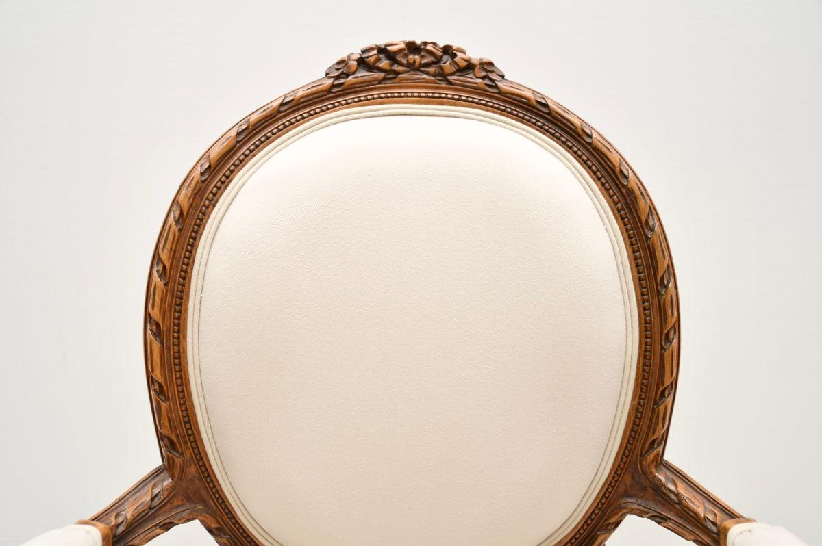 Early 20th Century Antique French Carved Walnut Salon Chair