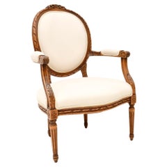 Antique French Carved Walnut Salon Chair