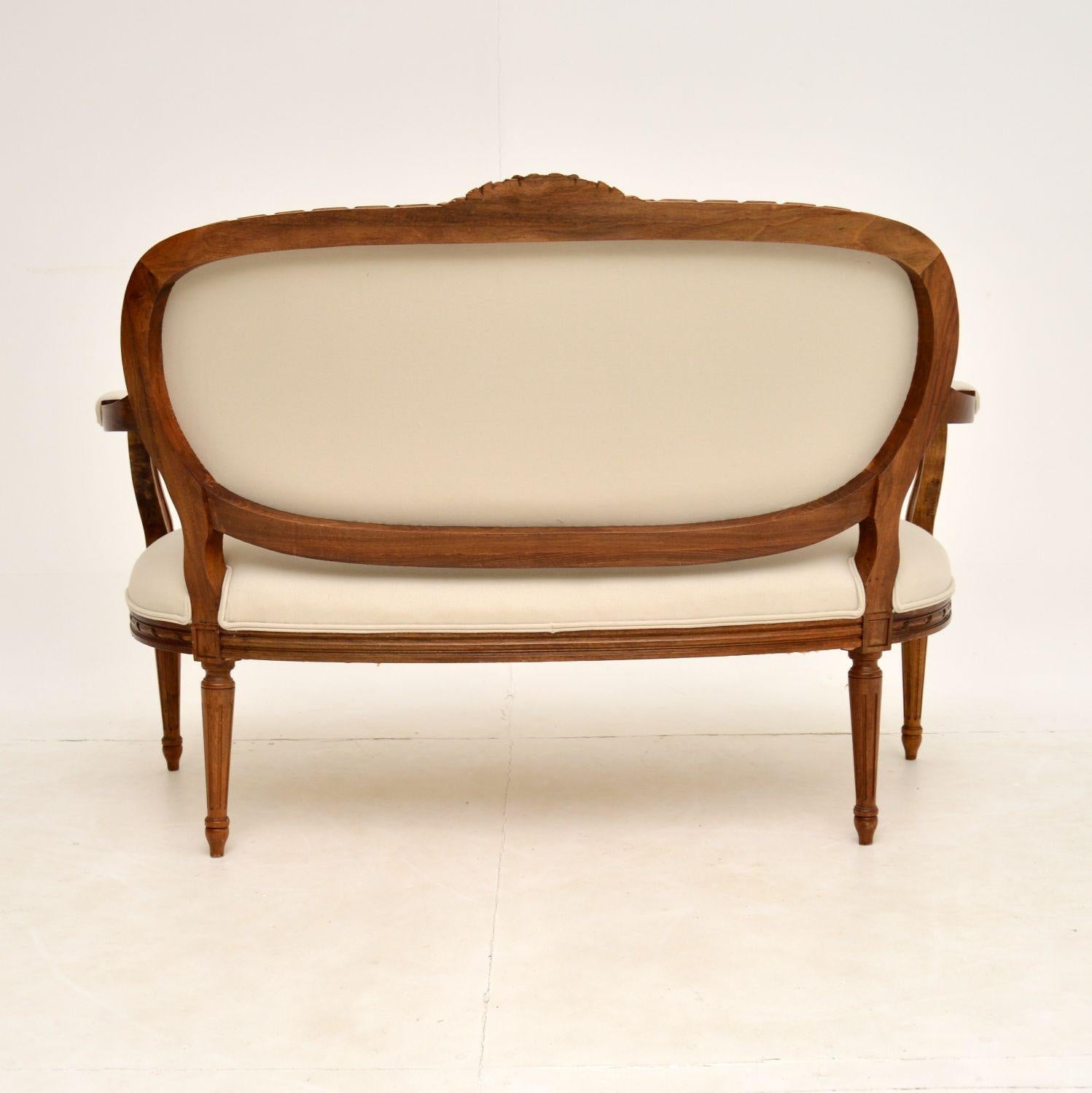 Antique French Carved Walnut Salon Sofa 6