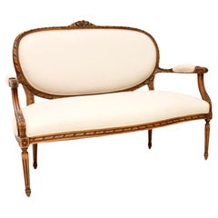 Antique French Carved Walnut Settee