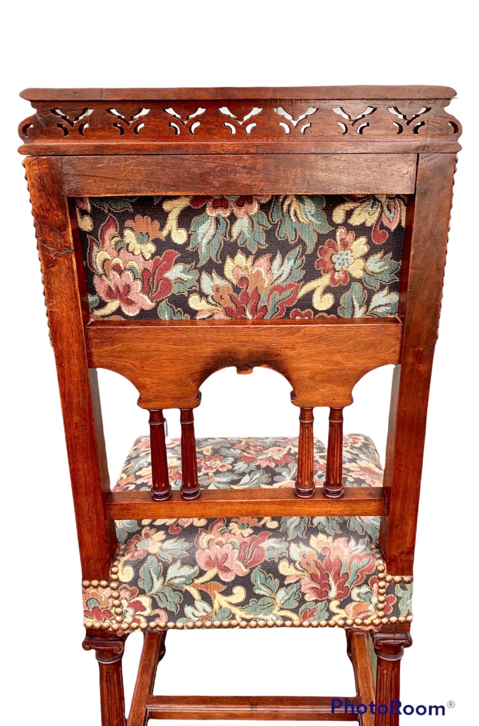 French Provincial Antique French Carved Walnut Side Chair