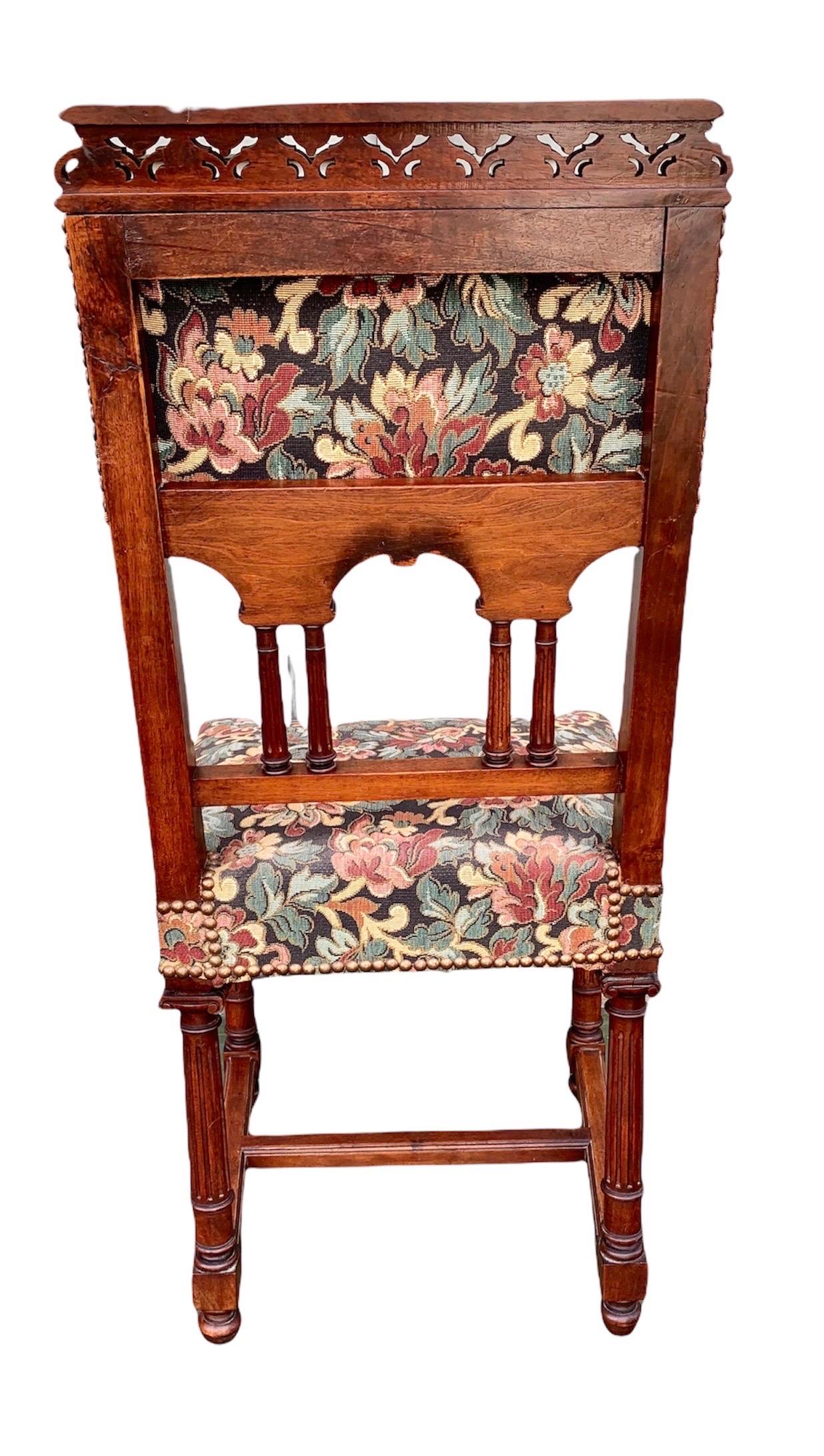 Hand-Carved Antique French Carved Walnut Side Chair