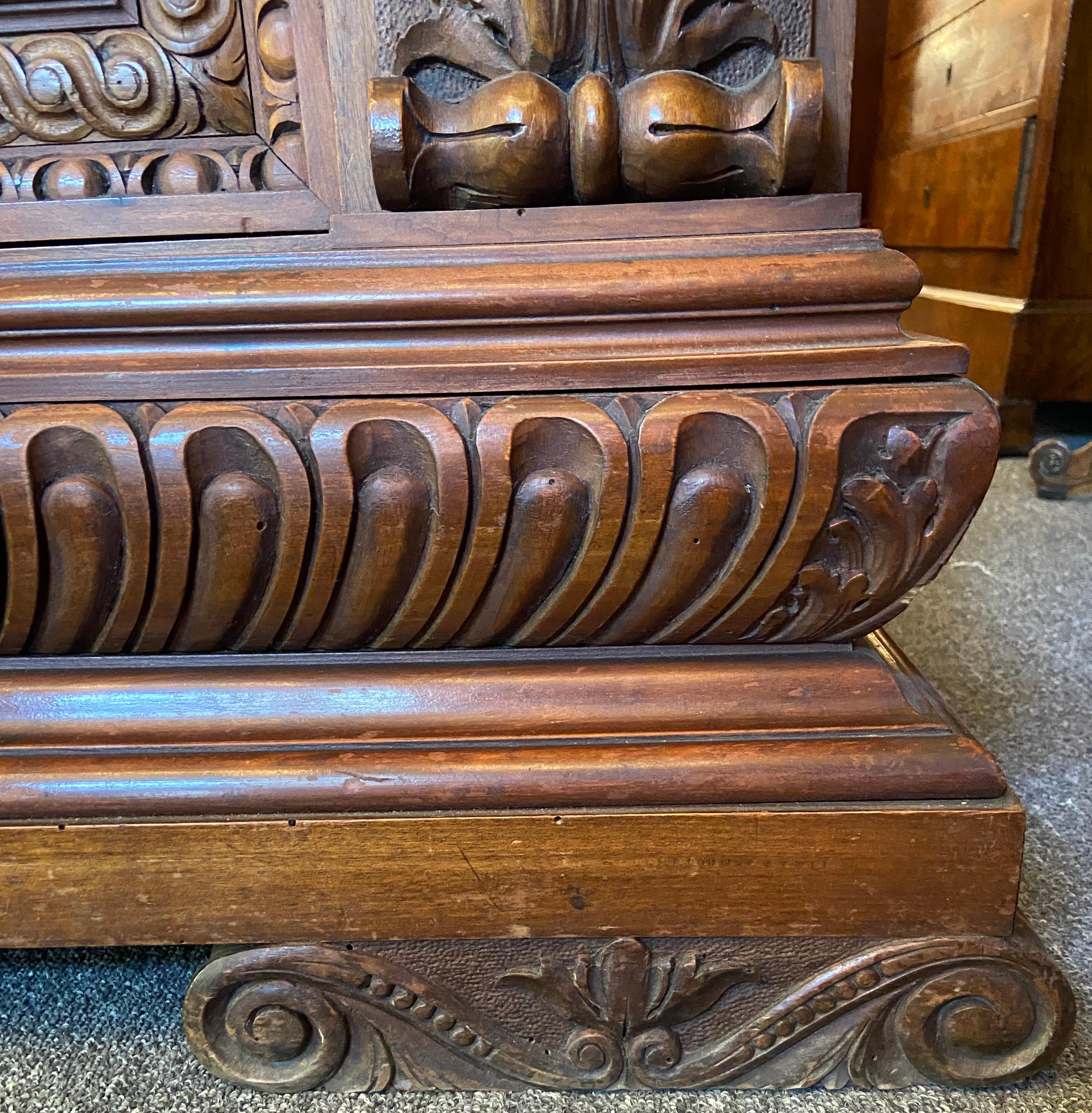 Antique French Carved Walnut Sideboard with Florals & Griffins, circa 1870-1880 4