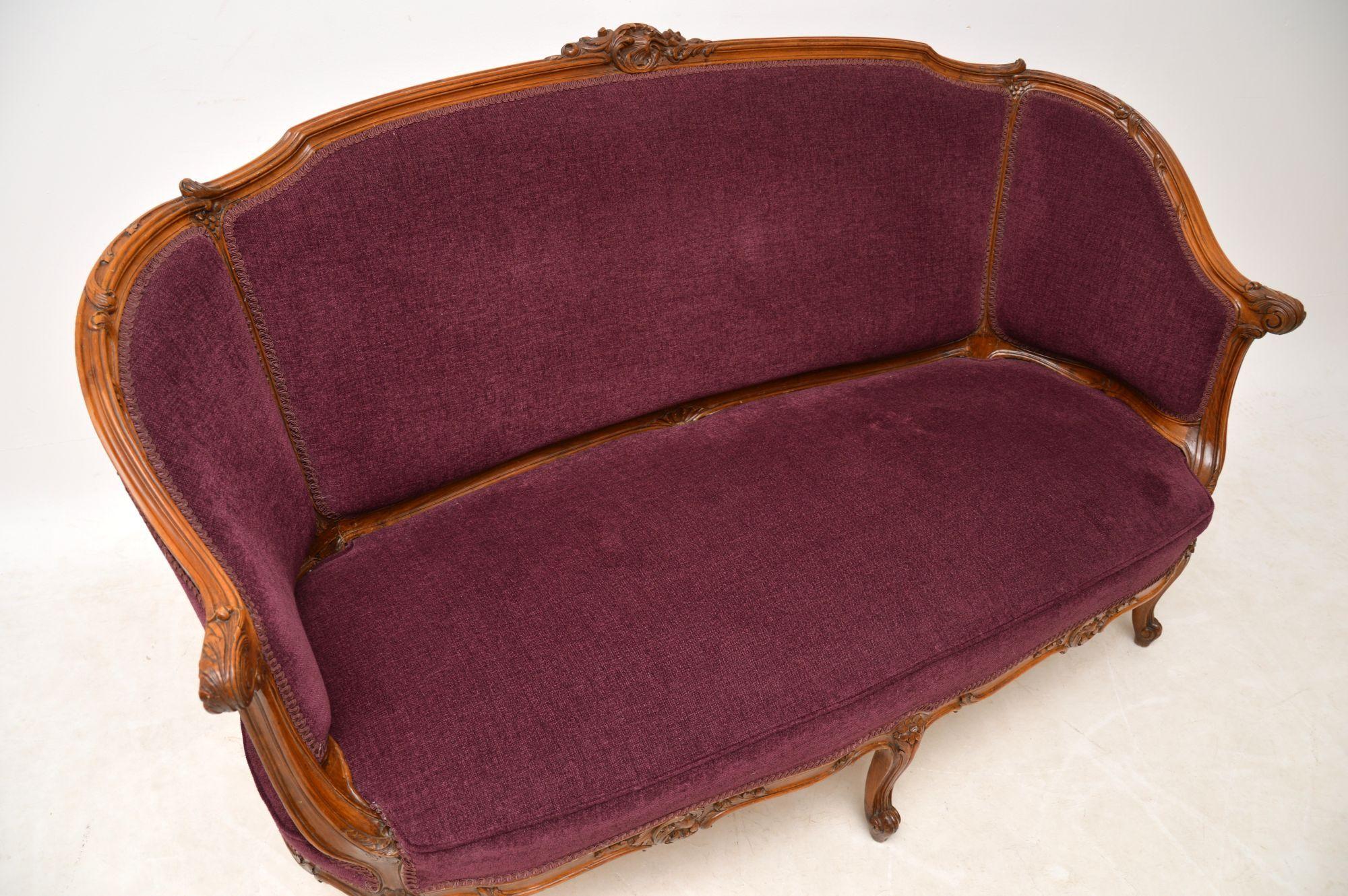 Antique French Carved Walnut Sofa 4
