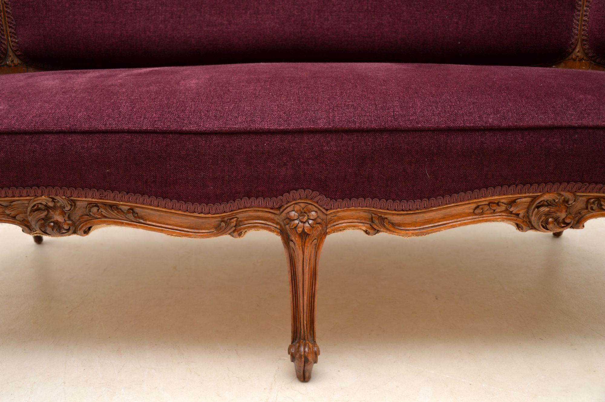 Antique French Carved Walnut Sofa 3