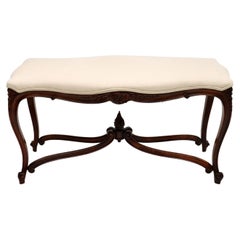 Antique French Carved Walnut Stool / Window Seat