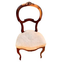 Antique French Carved Walnut Vanity Side Chair