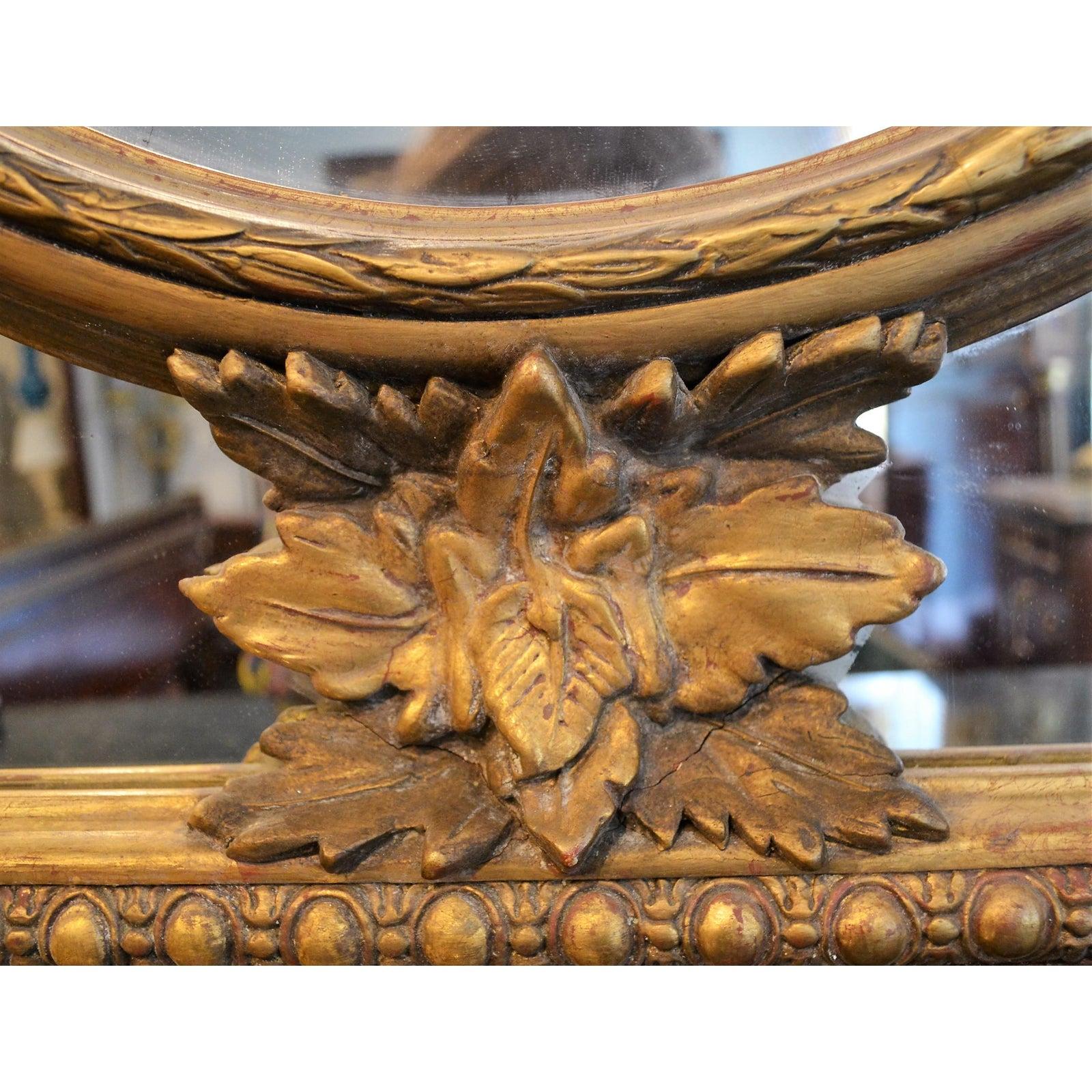 Antique French Carved Wood and Gilt Paneled Mirror In Good Condition For Sale In New Orleans, LA