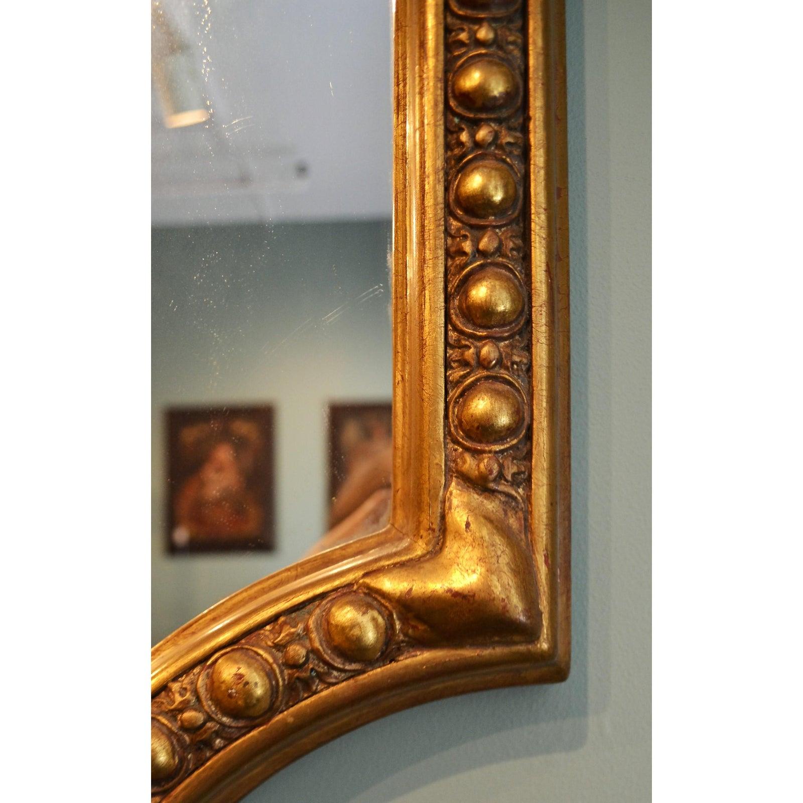 Antique French Carved Wood and Gilt Paneled Mirror For Sale 1