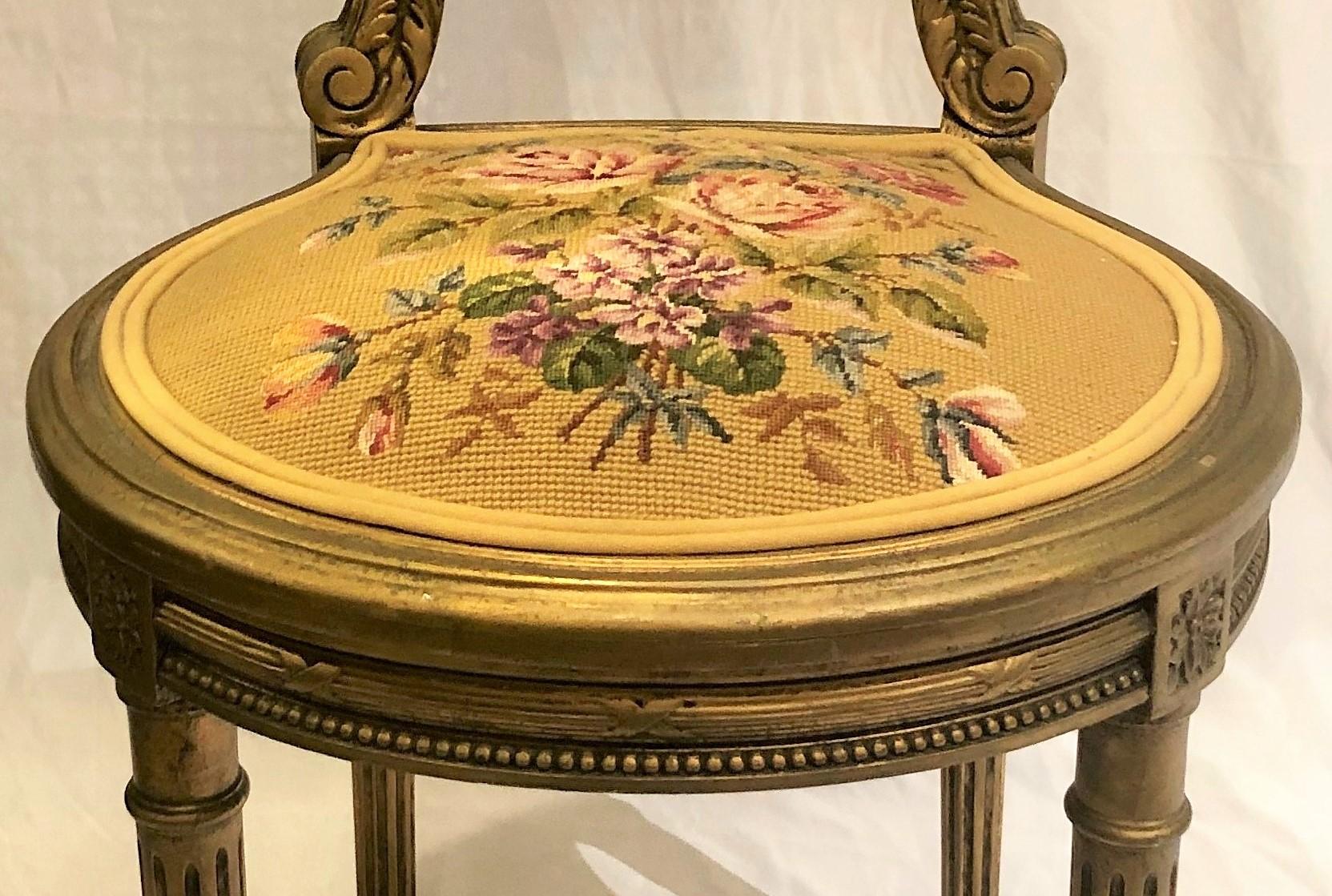 19th Century Antique French Carved Wood Gilt Side Chair, circa 1870-1880 For Sale