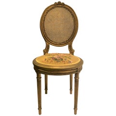 Chaise d'appoint française ancienne en bois sculpté et doré, de vers 1870-1880