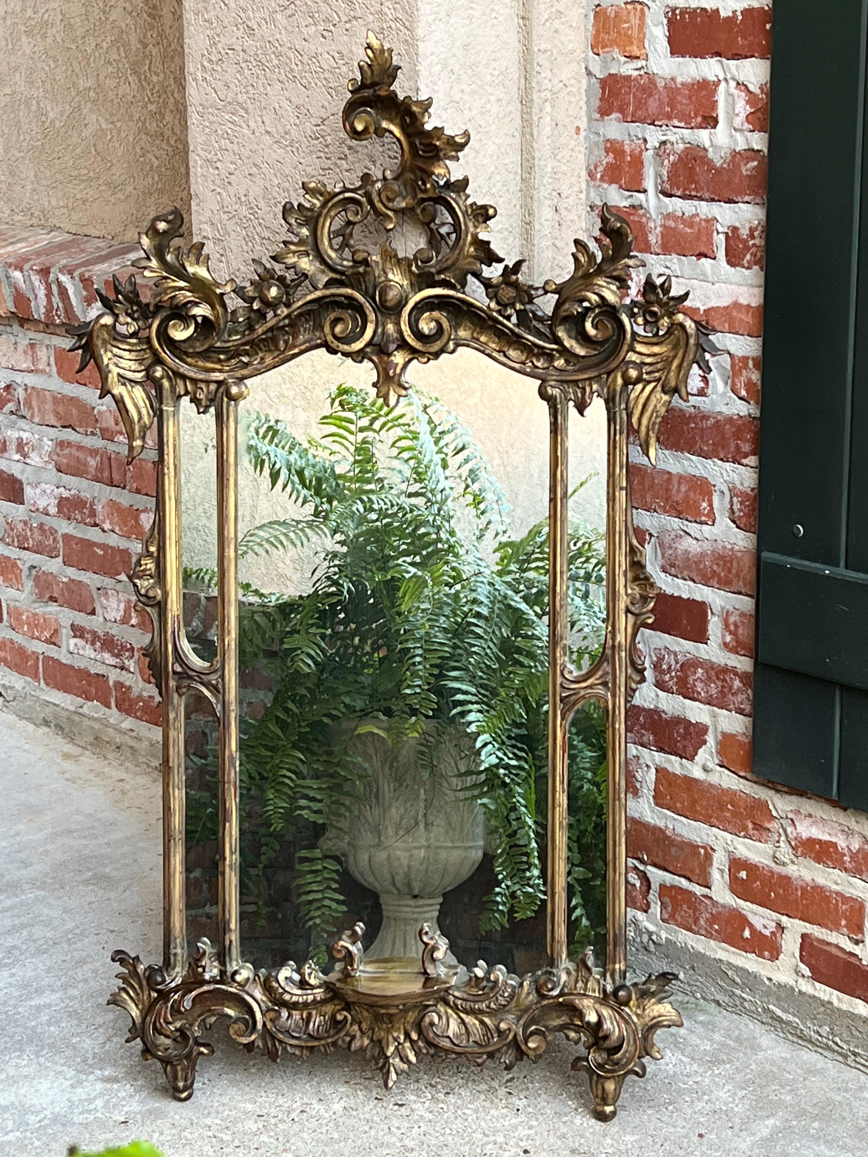Antique French Carved Wood Gold Gilt Frame Wall Mantel Mirror Rococo Louis XV 8