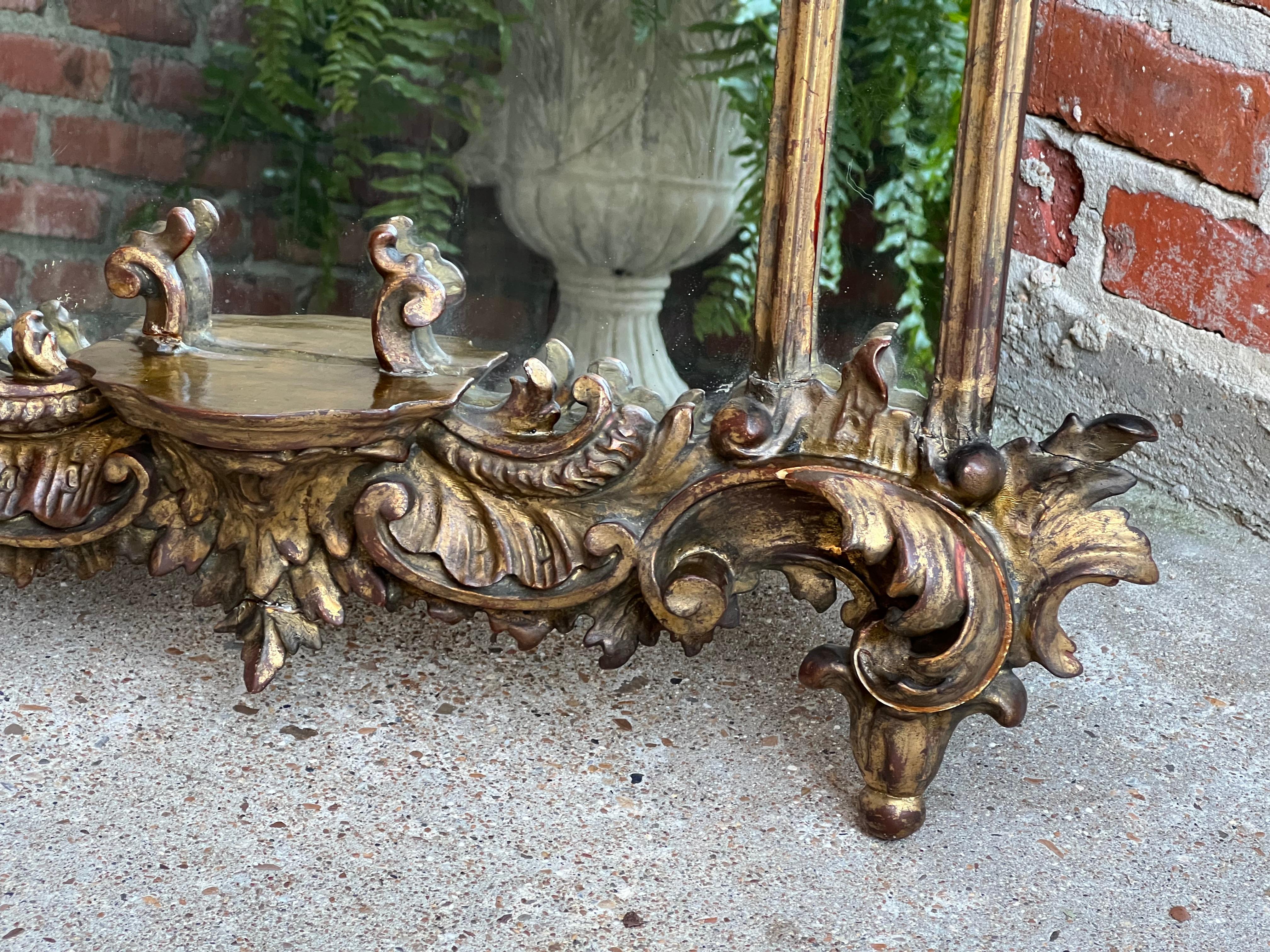 Antique French Carved Wood Gold Gilt Frame Wall Mantel Mirror Rococo Louis XV 12