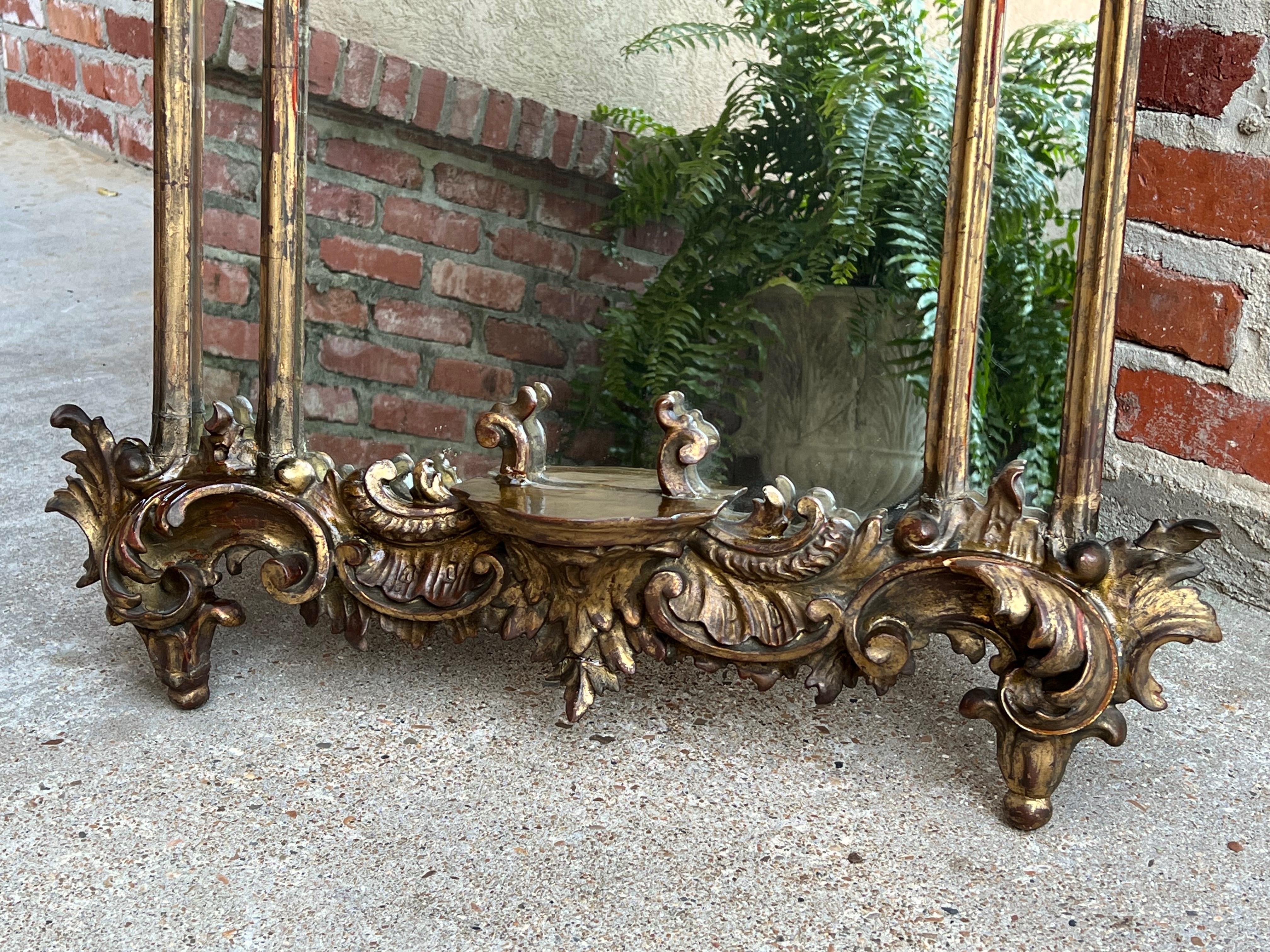 Antique French Carved Wood Gold Gilt Frame Wall Mantel Mirror Rococo Louis XV 3