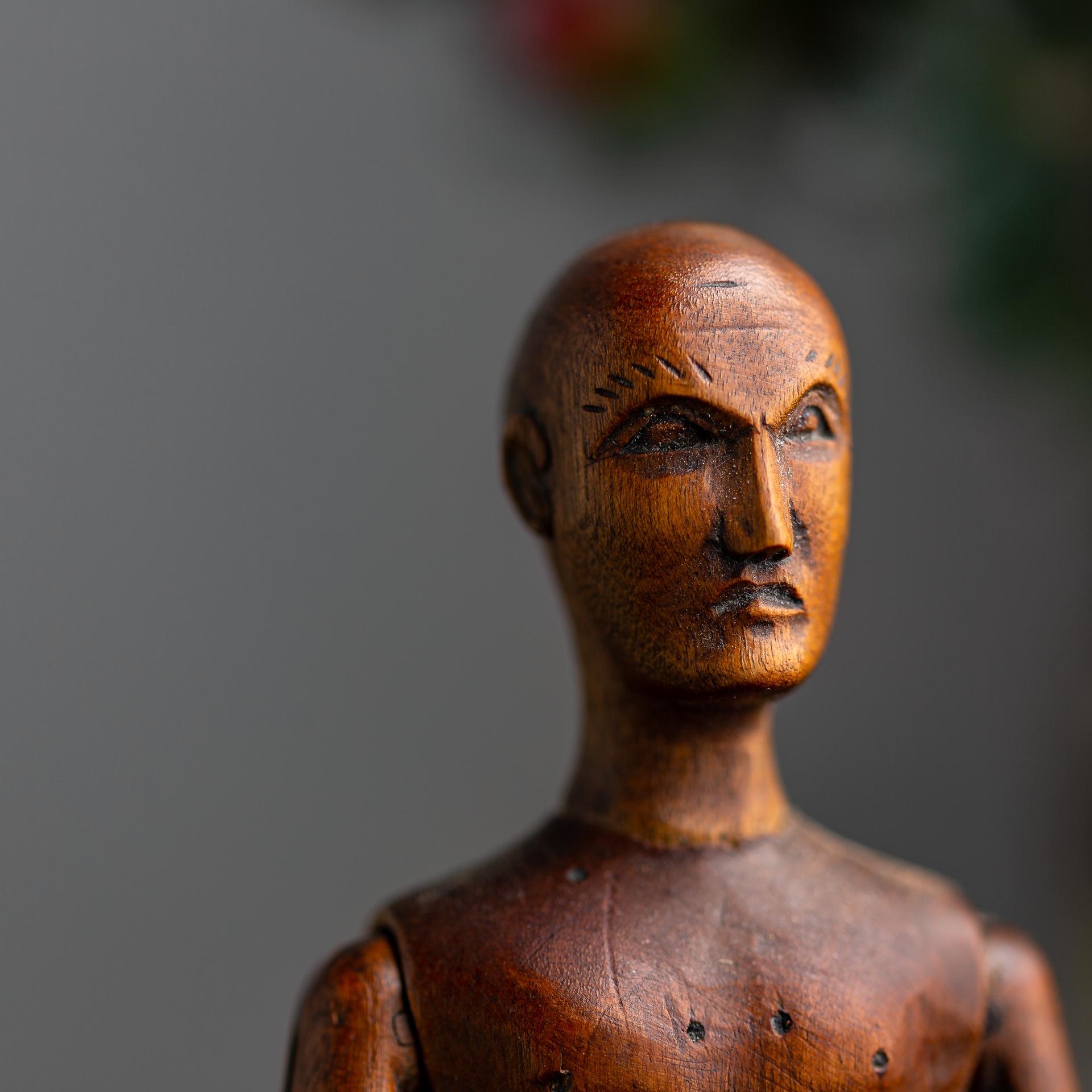 Early 19th Century Antique French Carved Wood Lay or Artist Figure or Model For Sale
